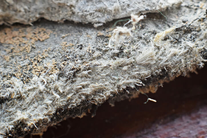 Close-up Asbestos Built-up Roofing Layers, Example of a com…